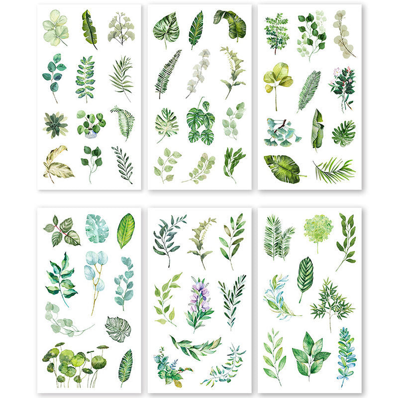 Green foliage sticker set - 6 sheets