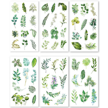 Green foliage sticker set - 6 sheets