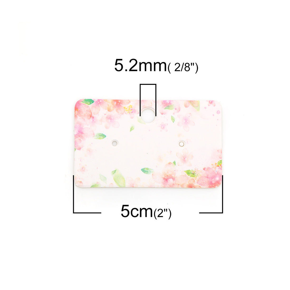 Paper Ear Studs Hang Tag Jewelry Display Card Earring - 2 inches pink flower pattern rectangular cards