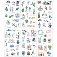 Plants and cute animals sticker set - 6 sheets