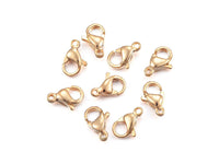 Gold stainless steel lobster clasp hypoallergenic - 3 sizes available