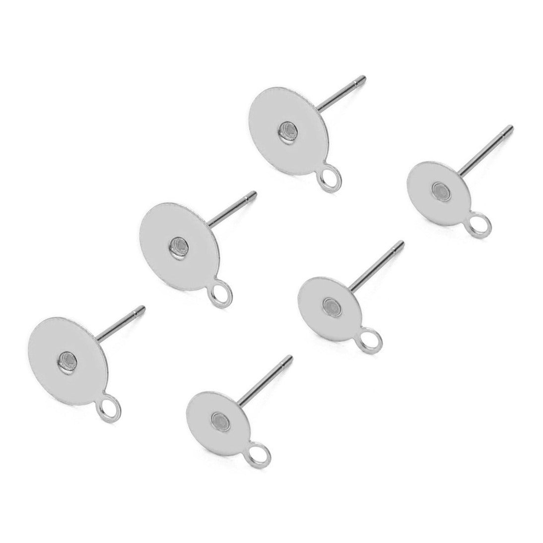 10 Stainless steel earring post with loop - 5mm, 6mm, 8mm, 10mm