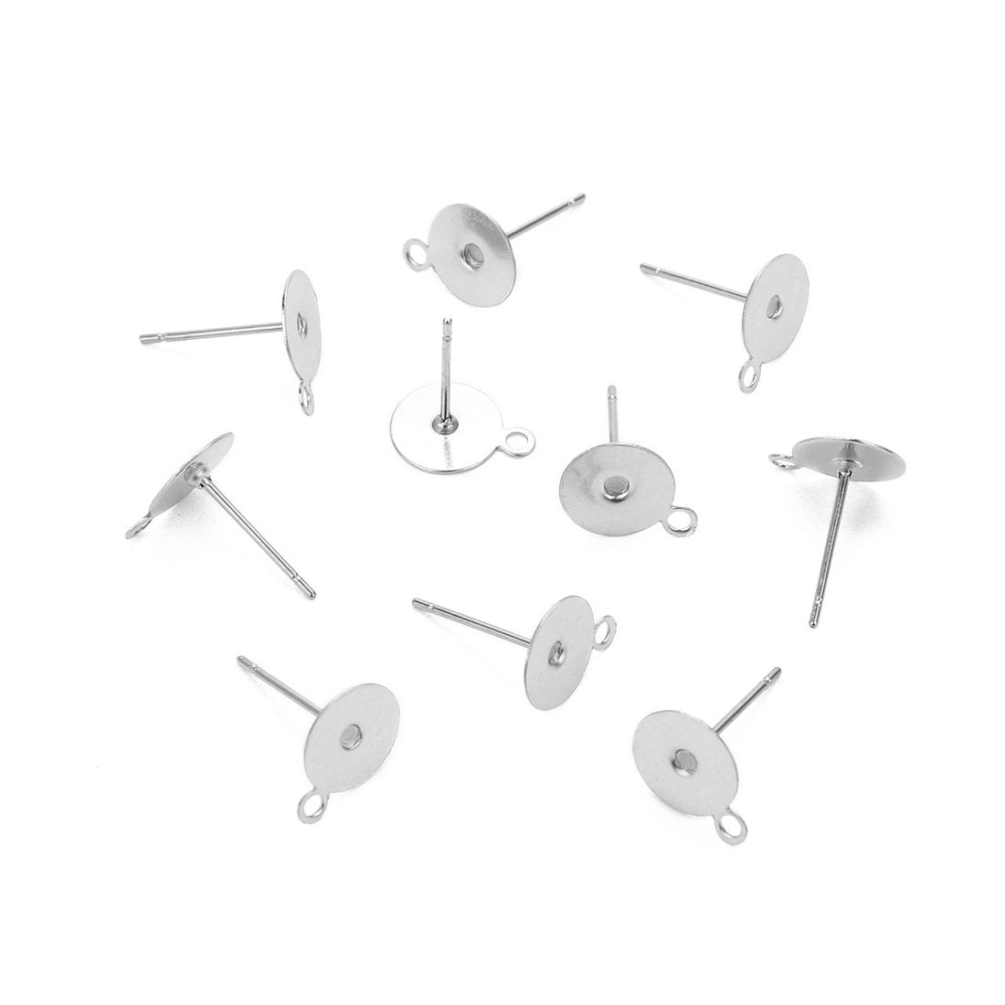 Tiges avec oeillets pour boucle d'oreille en acier inoxydable hypoallergénique - 10 paires