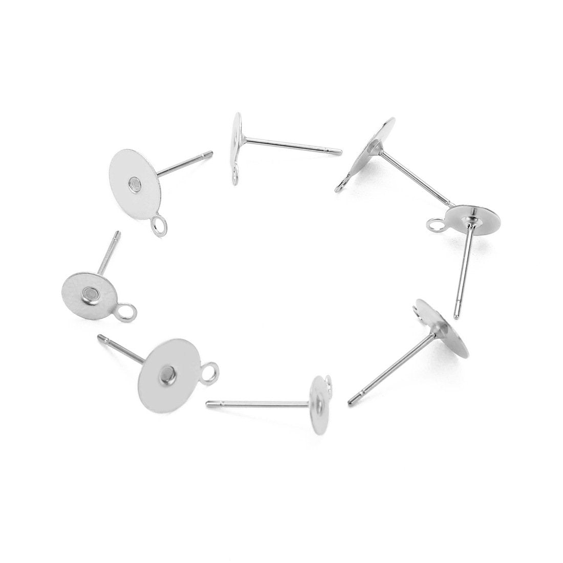 Tiges avec oeillets pour boucle d'oreille en acier inoxydable hypoallergénique - 10 paires