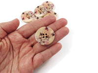 Butterfly and Flower Pattern Wooden Sewing Button 30mm - set of 6 wood buttons