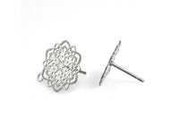 Flower earstuds, 5 pairs stainless steel earring studs with loop, Hypoallergenic 
