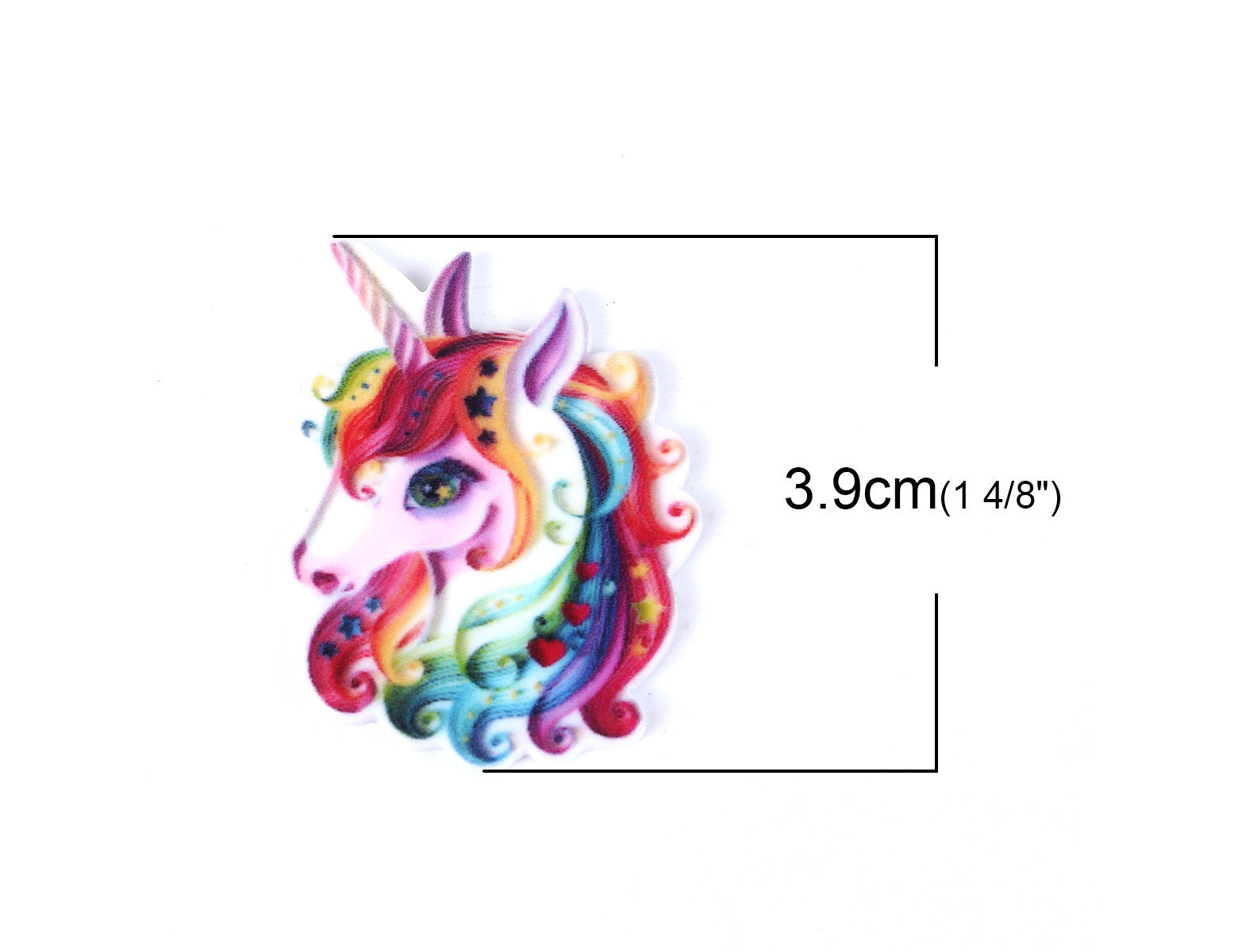Décoration licorne arc en ciel - Cabochon en résine de 40mm