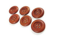 1 inch wooden buttons 6x reddish brown wooden buttons