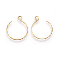 10pcs gold stainless steel round earring hooks 24x19mm  