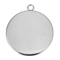 Stainless steel pendant cabochon settings, flat round, 16, 18, 20, 25 or 30mm tray