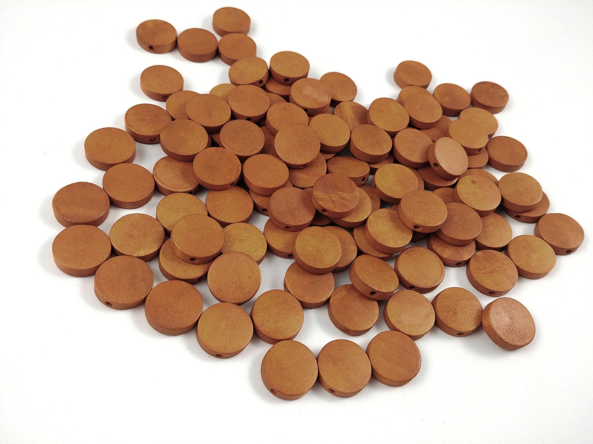 6 perles de bois en rondelle de 15mm couleur au choix