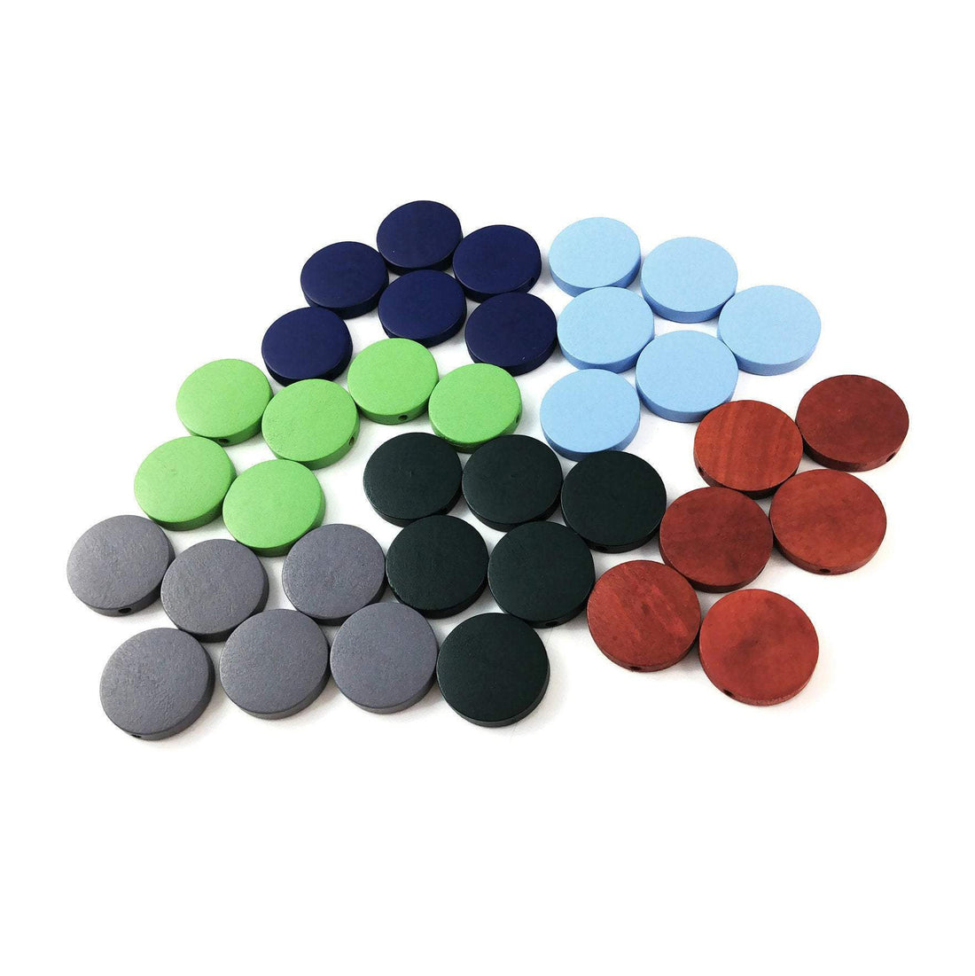 6 Wood Beads Flat Round 20mm - Choose your color