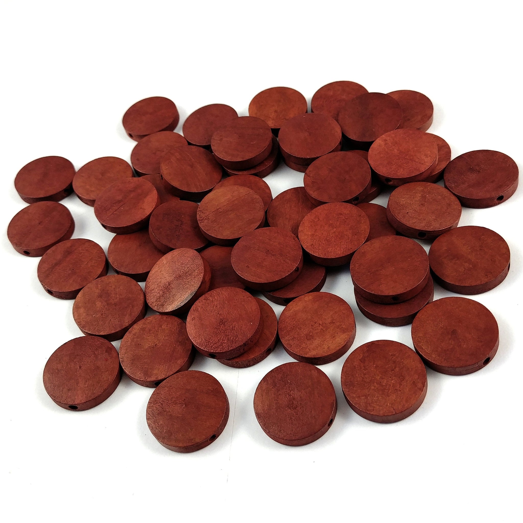 Wood Beads Flat Round 20mm - Choose your color