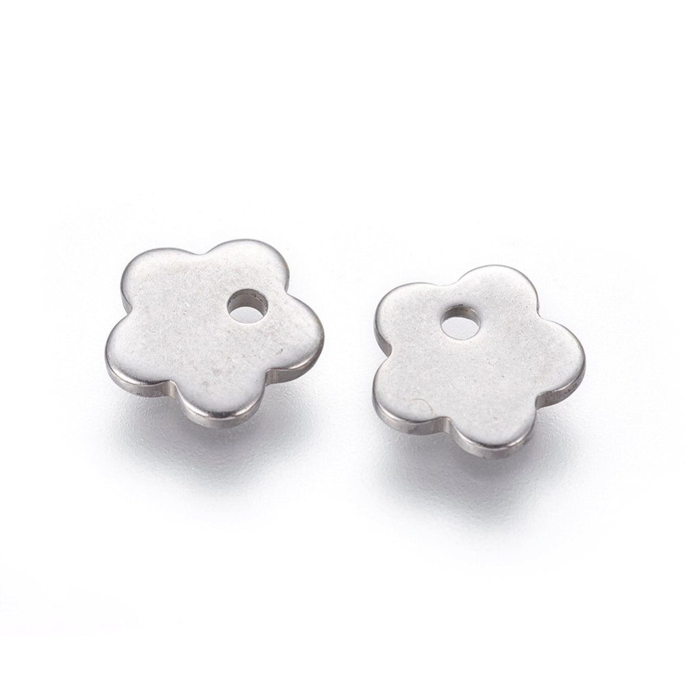 10 Tiny flower charms stainless steel hypoallergenic charms