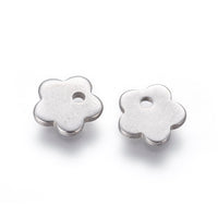 10 Tiny flower charms stainless steel hypoallergenic charms
