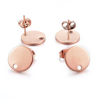 10 Stainless steel earring posts 8mm, 10mm, 12mm round