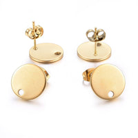 10 Stainless steel earring posts 8mm, 10mm, 12mm round