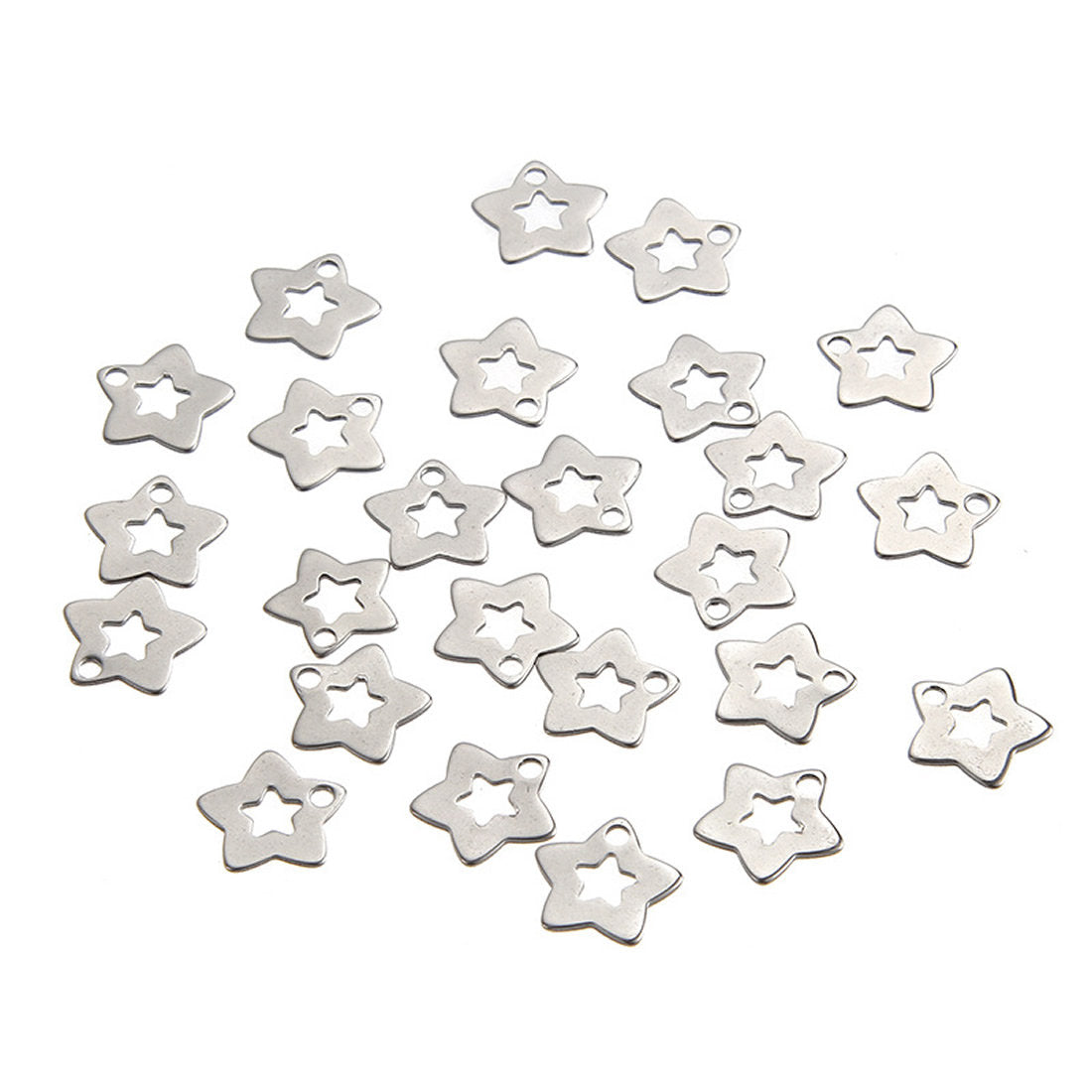 10 star charms stainless steel hypoallergenic charms, 12mm