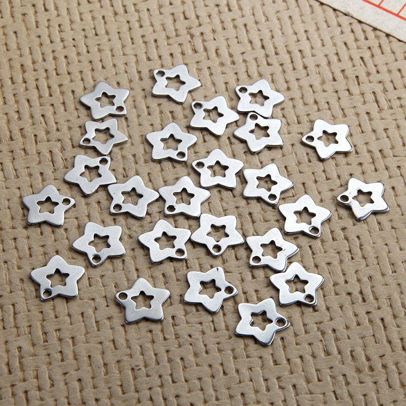 10 star charms stainless steel hypoallergenic charms, 12mm