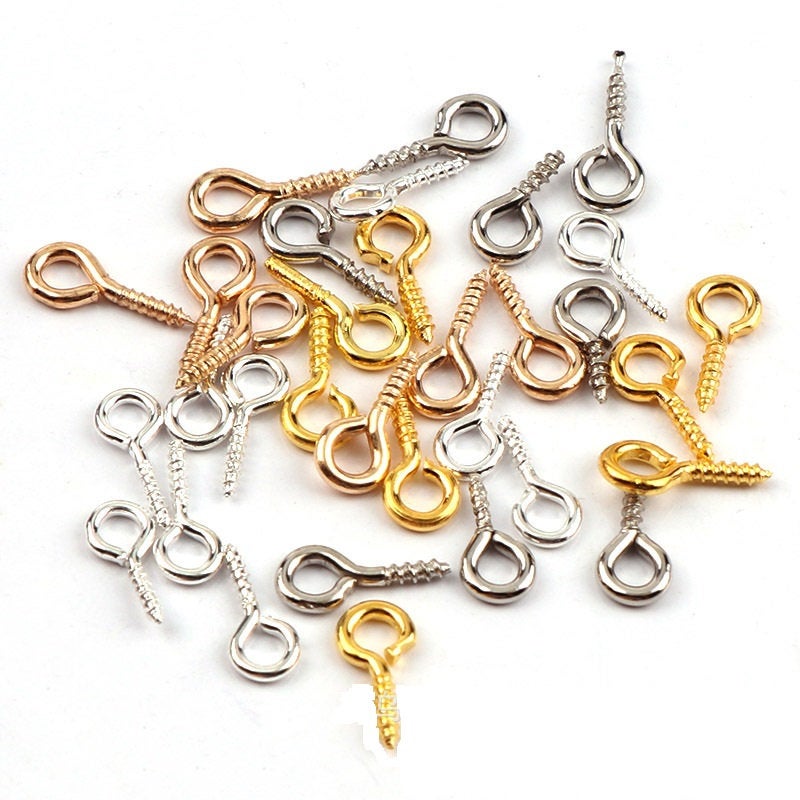 10 Screw Eyes Bails - Top Drilled - Nickel free, lead free and cadmium free - 4 colors available