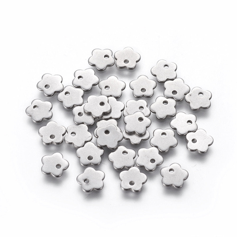10 Tiny flower charms stainless steel hypoallergenic charms