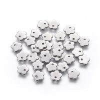 10 Tiny flower charms stainless steel hypoallergenic charms