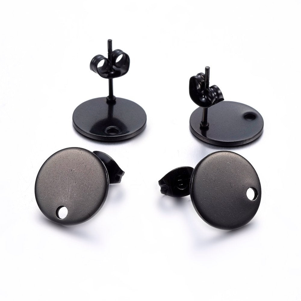 10 Stainless steel earring posts 8mm, 10mm, 12mm round
