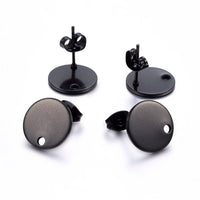10 Stainless steel earring posts 8mm, 10mm, 12mm round