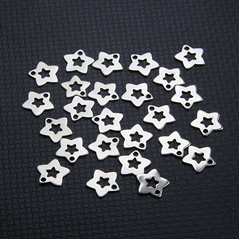 10 star charms stainless steel hypoallergenic charms, 12mm