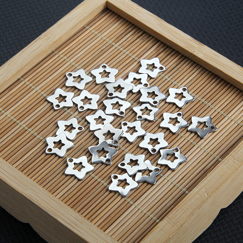 10 star charms stainless steel hypoallergenic charms, 12mm