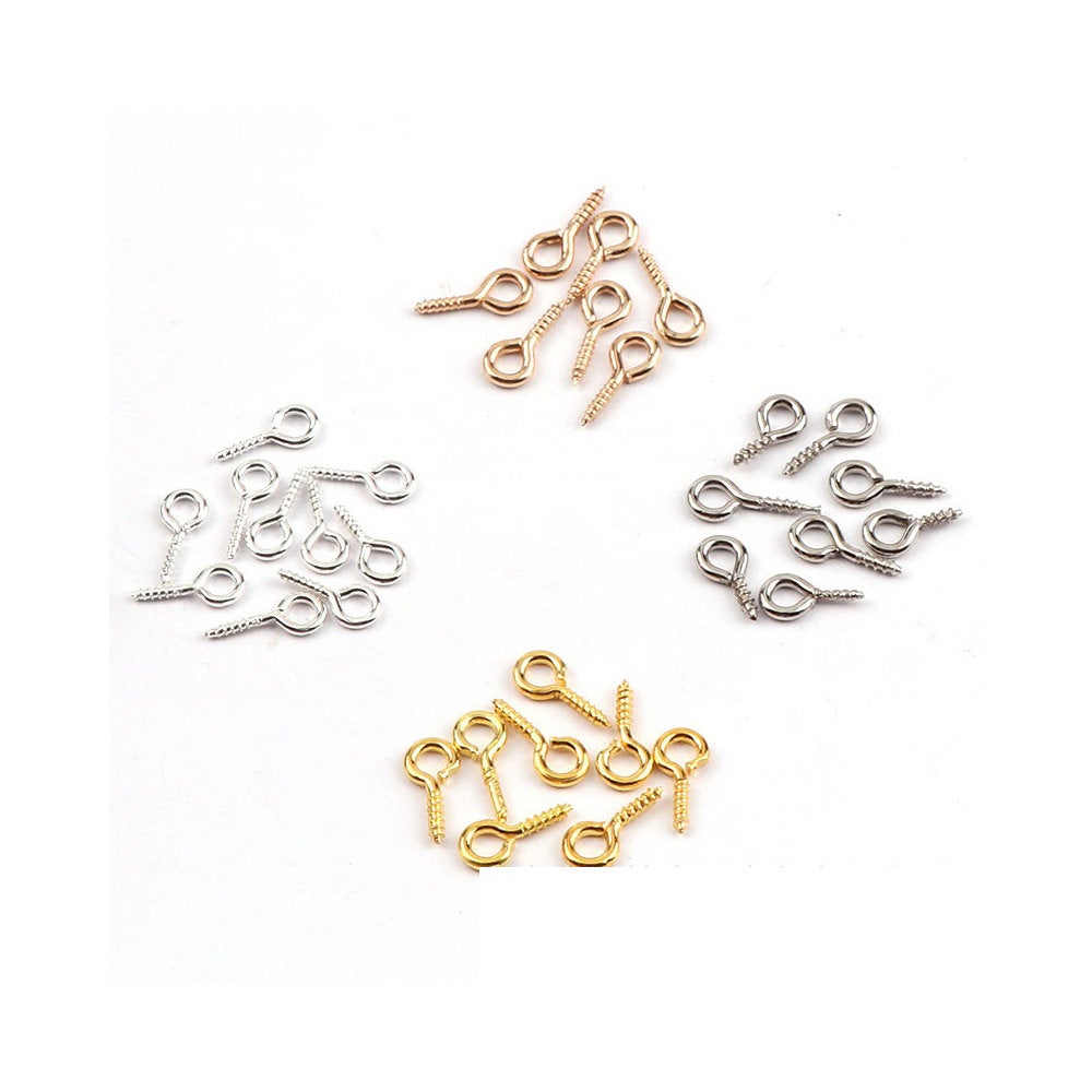 10 Screw Eyes Bails - Top Drilled - Nickel free, lead free and cadmium free - 4 colors available