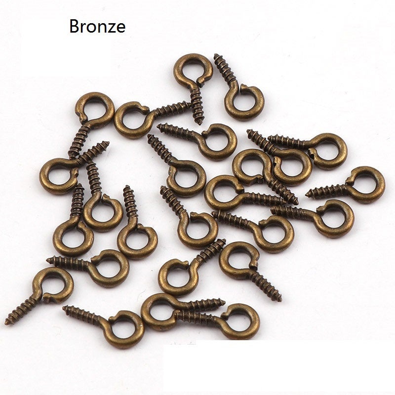 10 Screw Eyes Bails - Top Drilled - Nickel free, lead free and cadmium free - 4 colors available