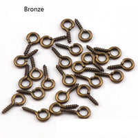 10 Screw Eyes Bails - Top Drilled - Nickel free, lead free and cadmium free - 4 colors available