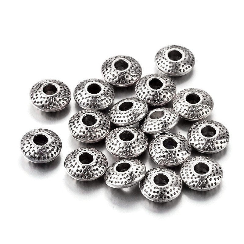 10 Perles rondelles en métal 8mm - Sans nickel, sans plomb et sans cadmium