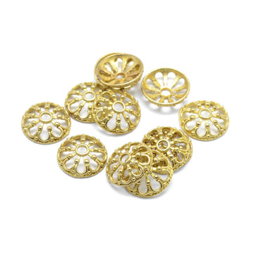10 Coupelles fleurs pour perles or 11mm - Sans nickel, sans plomb et sans cadmium