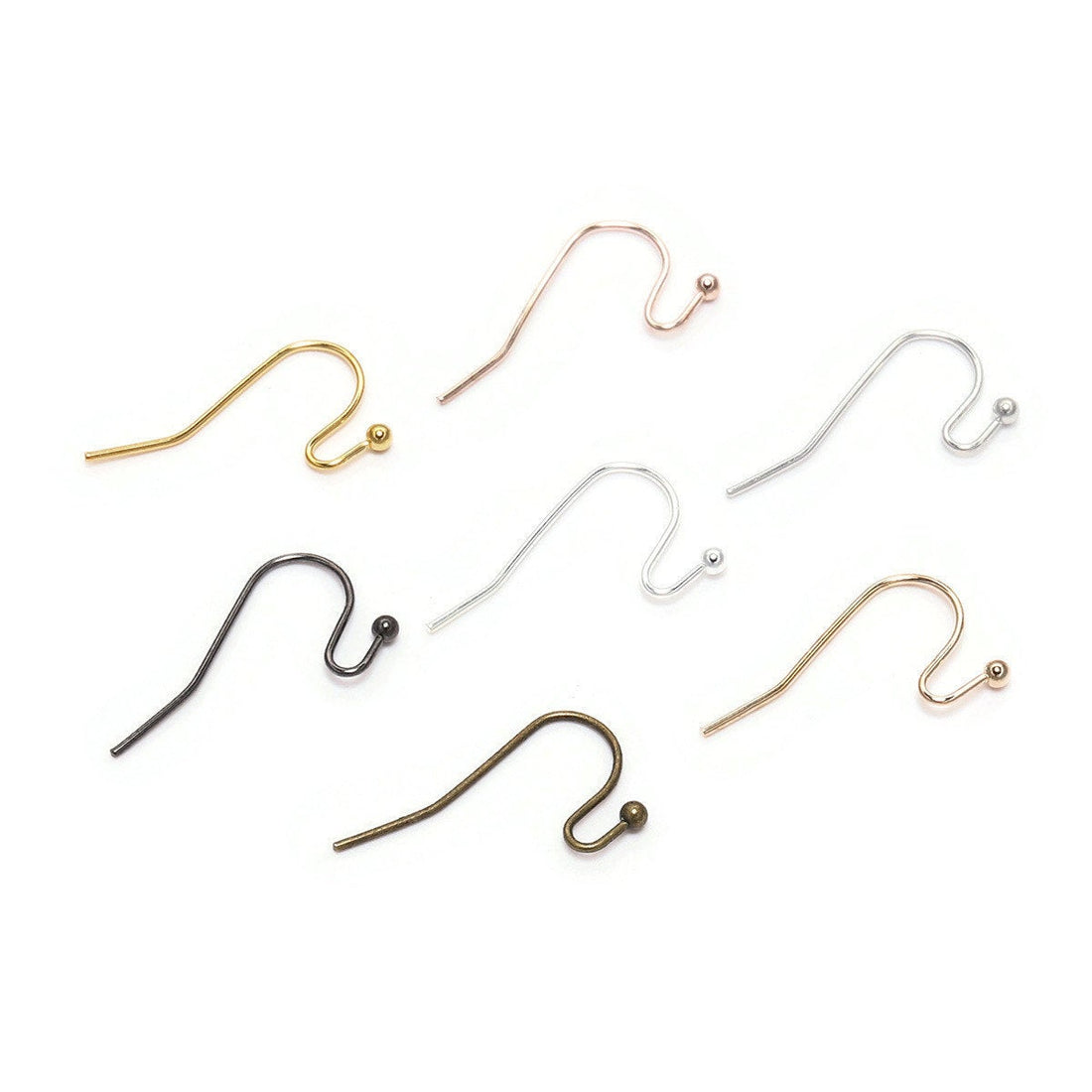 100 Crochets pour boucle d'oreille - Sans nickel - Or, argent, bronze, noir