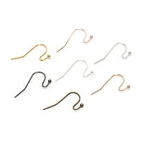 100 Crochets pour boucle d'oreille - Sans nickel - Or, argent, bronze, noir
