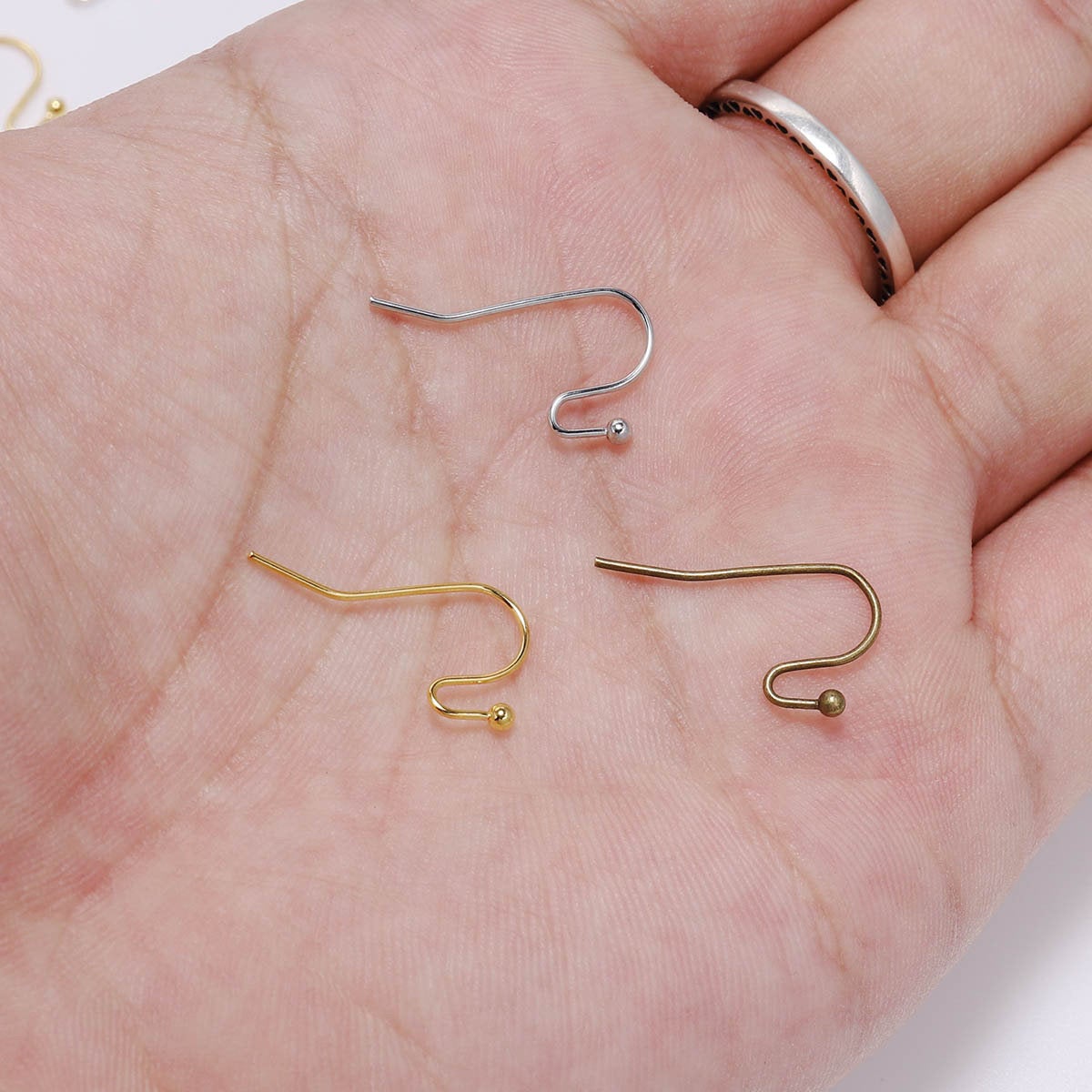 100 Crochets pour boucle d'oreille - Sans nickel - Or, argent, bronze, noir