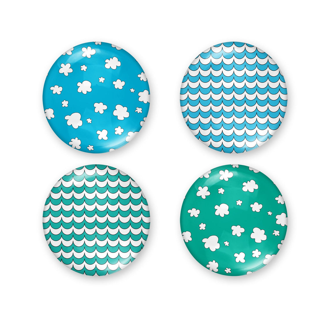 Cabochon Collage Sheet - Happy cloud - Printable round image in 5 sizes