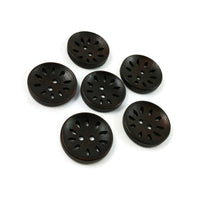 6 hollow wooden buttons 25mm