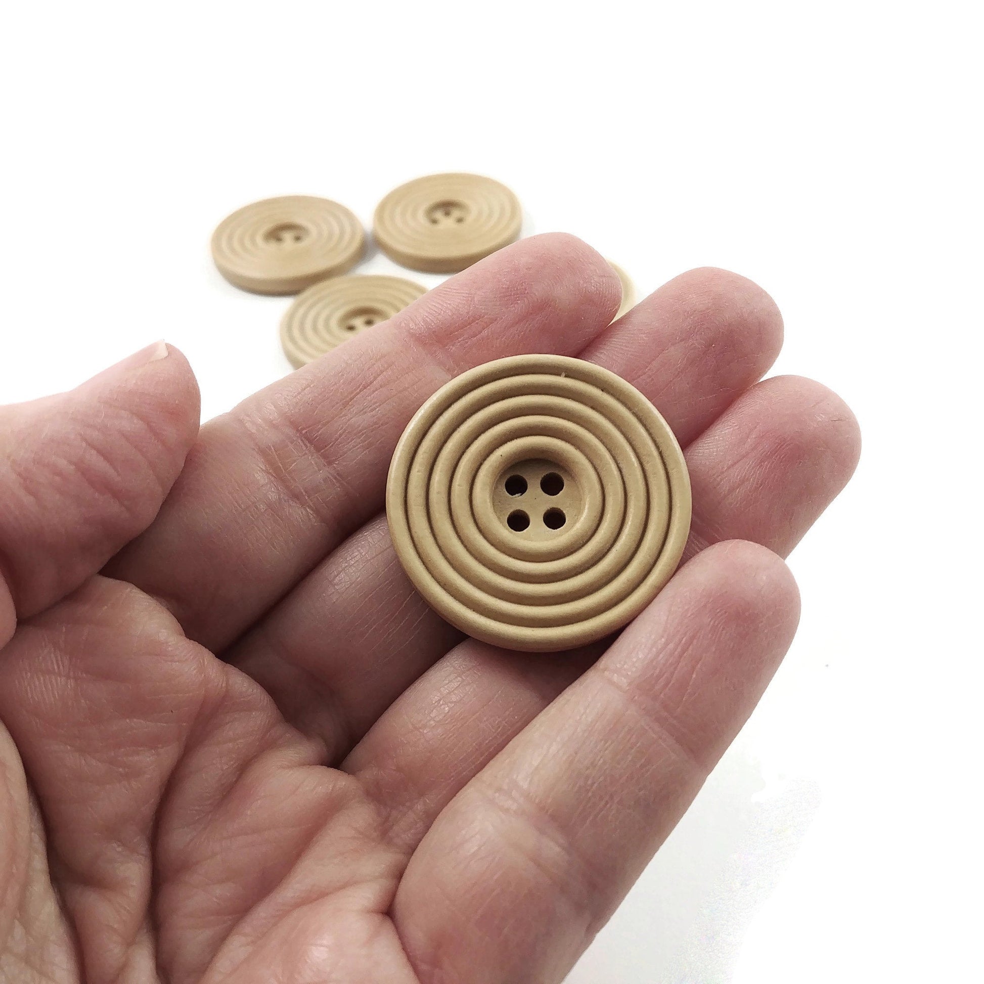 Bouton de bois de 3cm - ensemble de 6 boutons en bois naturel avec cercles