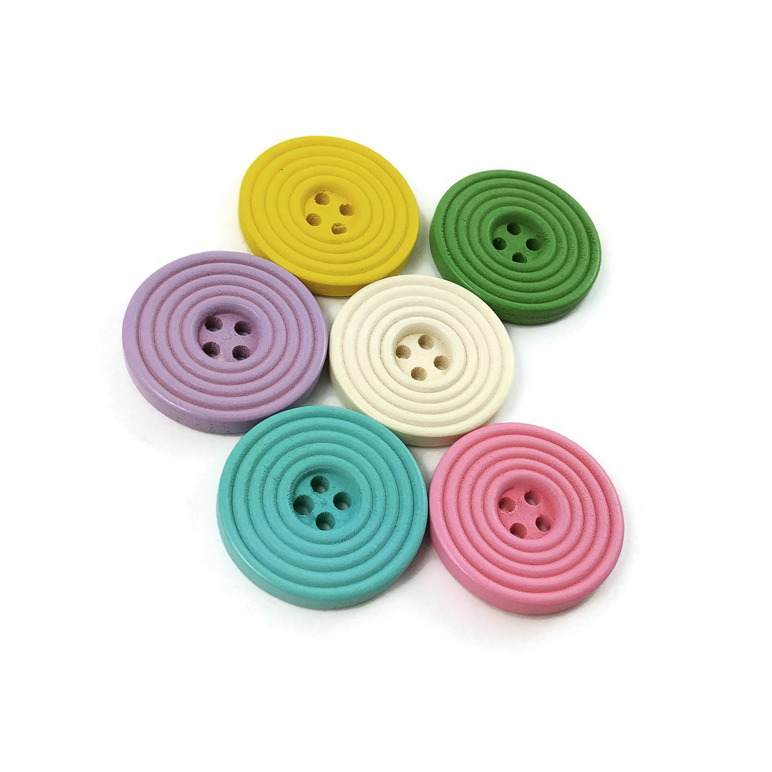 1 inch wooden pastel buttons 25mm - Set of 6 circle wood button - Choose your color