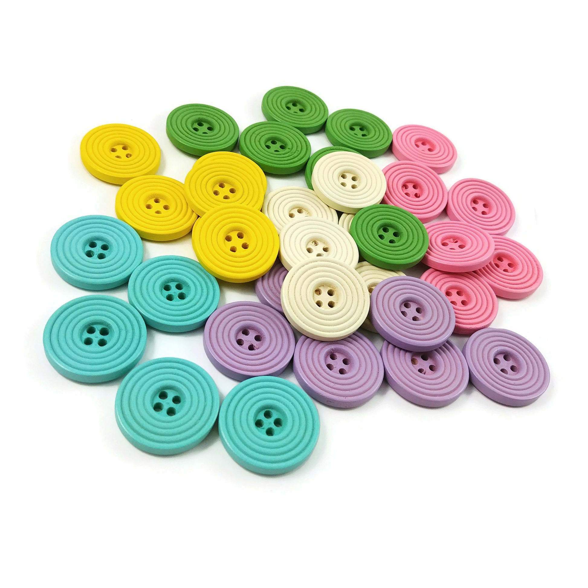 1 inch wooden pastel buttons 25mm - Set of 6 circle wood button - Choose your color