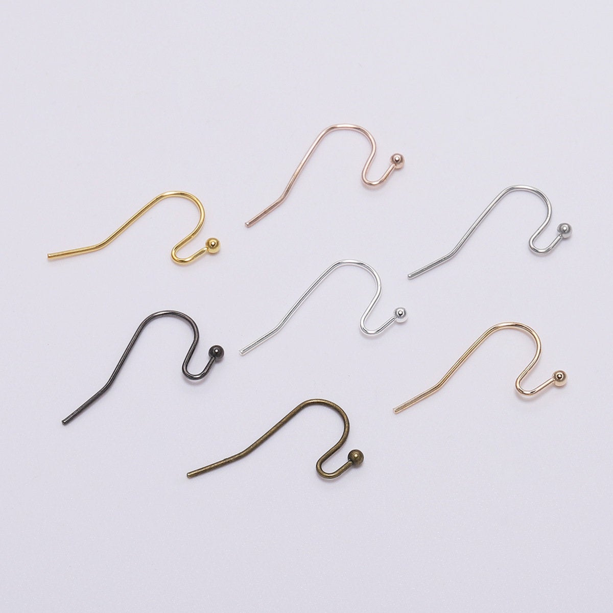 100 Crochets pour boucle d'oreille - Sans nickel - Or, argent, bronze, noir