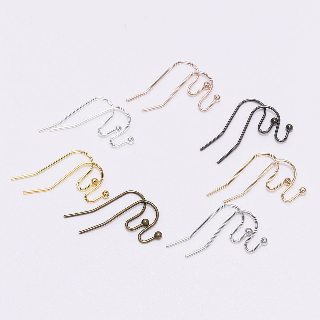 100 Crochets pour boucle d'oreille - Sans nickel - Or, argent, bronze, noir