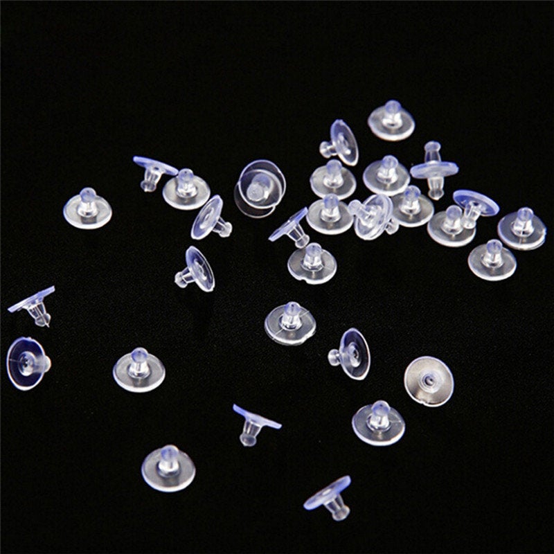 100 Big silicone ear plugs, clear ear nut, 11x6mm