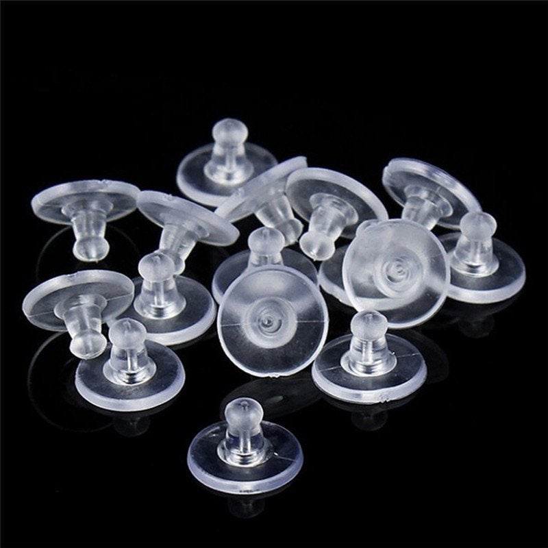 100 Big silicone ear plugs, clear ear nut, 11x6mm