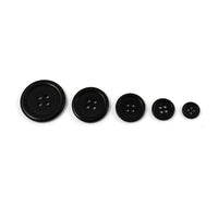 6 black resin sewing buttons - Pick your size: 11, 15, 20, 25 or 30mm