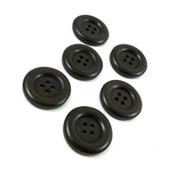 Dark brown Wooden Sewing Buttons 30mm - set of 6 natural wood buttons