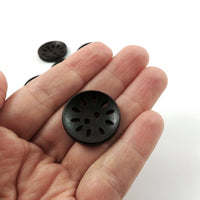 6 hollow wooden buttons 25mm